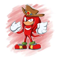 Knuckles wearing the hat from the OVA.